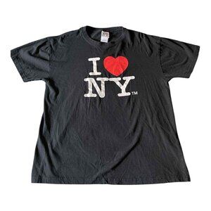 I Love NY Shirt Mens Large Black Graphic Tee Heart New York City Souvenir Cotton